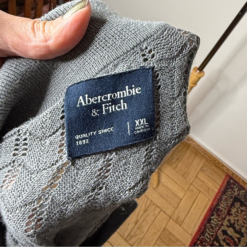 Abercrombie Gray Textured Johnny Collar Polo Sweater - Picture 3 of 5